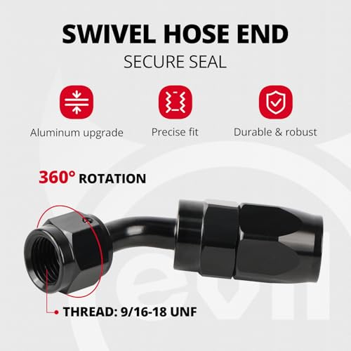 EVIL ENERGY 6AN Fuel Line Kit, 6AN Nylon Braided Fuel Line Hose Fitting Kit CPE 20FT Black