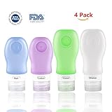 HOMIEHOME Silicone Travel Bottles Set - Airline Approved Travel Accessories Leak-Proof bottle for Shampoo, Lotion and More with Toiletry Bag & Free eBook (2x 2 oz + 2x 3 oz) 4 Pack