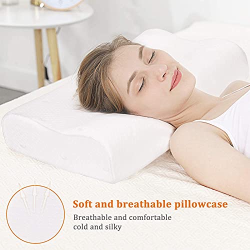 Memory Foam PillowContour Cervical Neck Support Pillows with Washable Pillowcase,Orthopedic