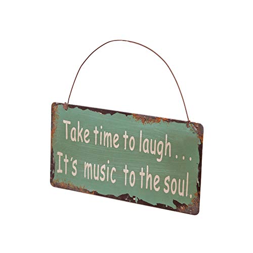 Metal Antique Wisdom Sign, Decorative Metal Wall Art Decor Hanging Sign Plaque, 7.5" x 4'',"Take Time to Laugh Sign