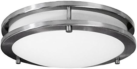 HomeSelects 6500 Saturn 15W Integrated LED Dimmable Flush Mount, Brushed Nickel with Opal Glass Globe, 12"L x 12"W x 3"H