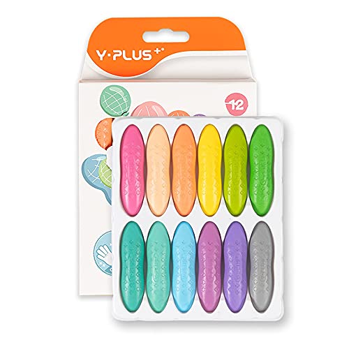 YPLUS Peanut Crayons for Kids, 12 Pastel Colors Washable Toddler Crayons, Non-Toxic Baby Crayons for Ages 2-4, 1-3, 4-8, Coloring Art Supplies