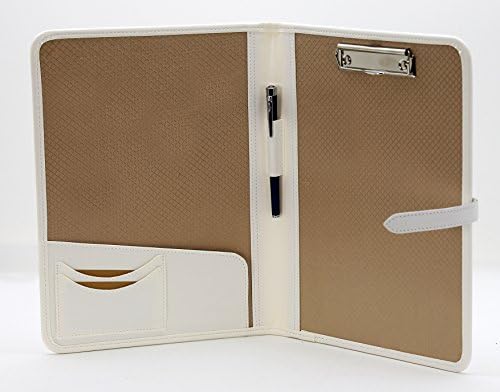 Noda Pu Leather Business Presentation Meeting Conference A4 Folder Clipboard Writing Pad Organiser (White)