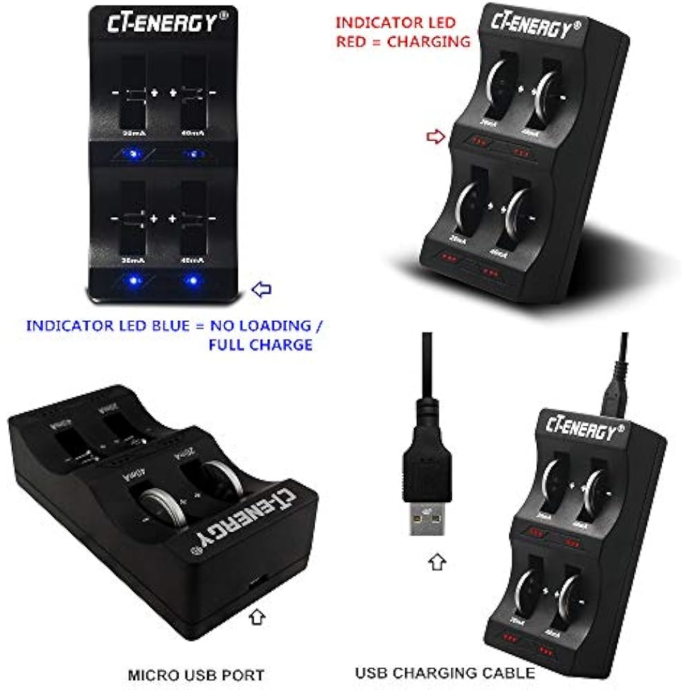 Ct Energy Coin Button Cell Battery Charger Lir2032/2025/2450/2016