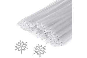 TPPYONY 100 Pcs White Pipe Cleaners Chenille Stem for DIY Crafts,Arts,Wedding,Home,Party,Holiday Decoration 6 mm x 12 Inch