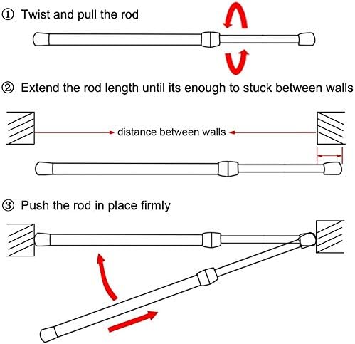 SIQUK 6 Pack Tension Rods Adjustable Spring Cupboard Bars Black Extendable Rod for Wardrobe Bookshelf Bathroom 40 to 70cm - Image 4
