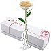 DEFAITH Real Rose 24K Gold Dipped, Forever Gifts for Her Valentine's Day Anniversary Wedding and Proposal - Ivory with Stand