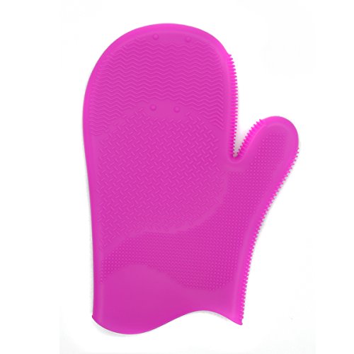 Makeup Brush Cleaner Silicone Glove Washing Scrubber Board Cosmetic Foundation Brush Cleaning Tools Rose Red