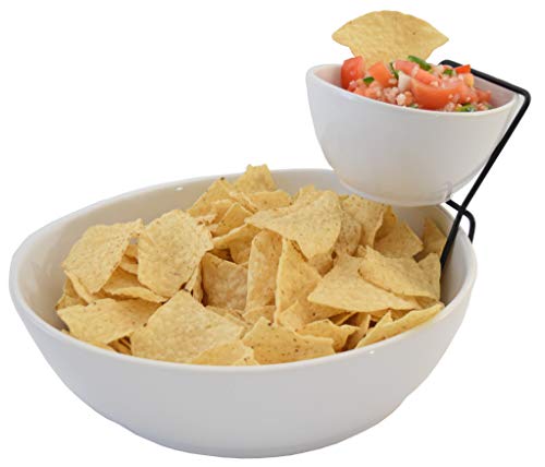 2 Tier Chip and Dip Serving Set- Snack Serving Tray- Salad Bowl Serveware Set For Parties