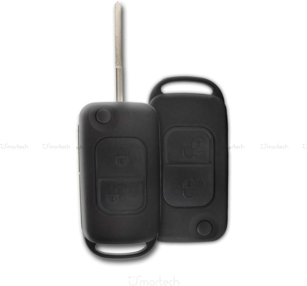 Key Cover black Remote Control 2 Buttons and Virgin Blade Snap-On Mercedes Benz Class A B C E S G M Folding V Vito Sprinter Vaneo without Electronic and Transponder