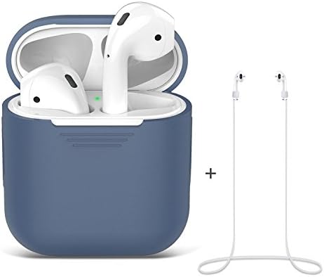 Airpods Case, Airpods Strap, Airpods Silicone Protective Cover with Earphone Sports Anti-lost Strap, Apple Airpods Charging Case (Blue)