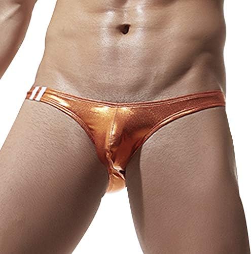 Siennaa Men's Sexy Underwear for Sex Patent Leather Pouch Low Rise Bulge Thongs G-String Underpants Gay Jockstraps Panties Breathable Nightclub Pants Boxer Shorts Trunks