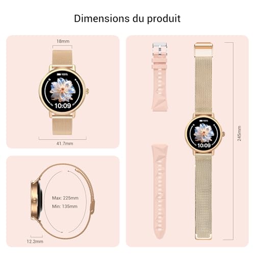 Blackview Women's Smart Watch with Bluetooth Call, 1.26 Inch Smartwatch with Cycle Tracking, 24H Sleep/Heart Rate/SpO2, 100+ Sports Mode, Fitness Pedometer Compatible with Android iOS