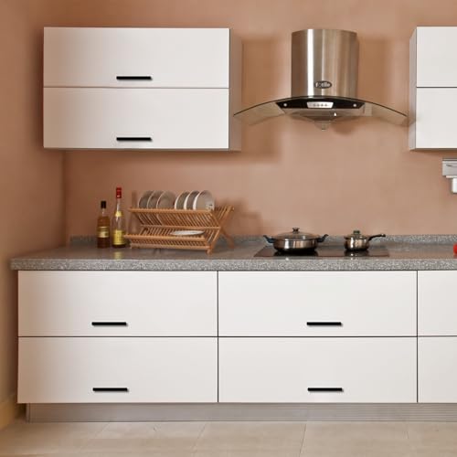 Tufa 10pcs Black Kitchen Handles 96mm - Stainless Steel Kitchen Cabinet Handles with 10 Long Screws, 20 Short Screws for Drawers, Cabinets and Cabinets