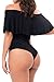 Dasbayla Lady Off Shoulder High Waisted Leotard Ruffle Monokini Tank Thong Romper S Black