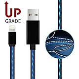 Lightning Cables,AoLiPlus Visible Flowing EL Light LED Charging Cords Sync Data Cord for iPhone 7/7 Plus/ 6/ 6 Plus/ 6s/ 6s Plus /5/5s/SE iPad/iPod/Beats Pill+ and More,0.9M(Blue)