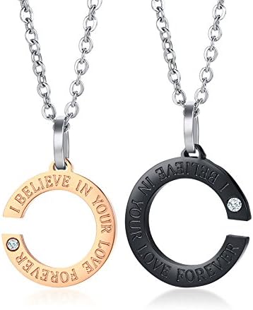 UNISS Valentine's Day I BELIEVE IN YOUR LOVE FOREVER Pendant Necklace for Couple