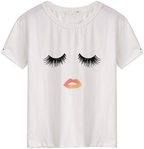 HYJM Girl Summer Cute Cartoon Best Friend Printed Short T-shirt (M, Type 1)