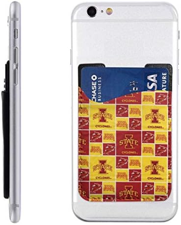 NIUBIAL Iowa State Cardinal Gold Phone Card Holder for Back of Phone 2.4x3.5in,Stretchy Wallet Stick On Pocket Credit Card ID Case Pouch Sleeve 3M Adhesive Sticker for All Phones