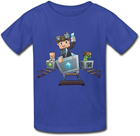 Senben Kid's The Diamond Minecart Cartoon T-shirt RoyalBlue S