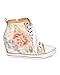 Women Lace Floral Lace Up Zip Wedge Sneaker CG72 - Beige