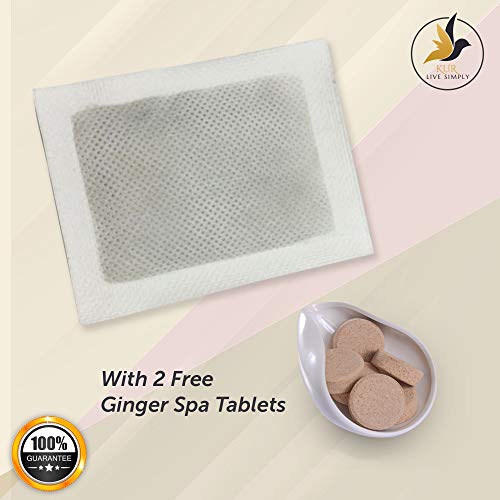 Ginger Foot Pads 20 PCS + Bonus Ginger Bath Soak Tablets 2 PCS | Ginger Foot Patch | Sleeping Pad | Better Sleep Patch | Pure Natural Ginger Powder and Bamboo Vinegar Premium Ingredients Feet Pads