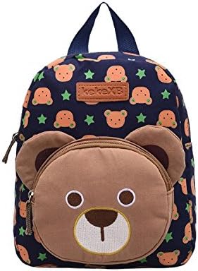 Super Cute Durable Toddler Kids Small Mini Canvas Backpack for Boys Girls Under 4 (Brown Bear)