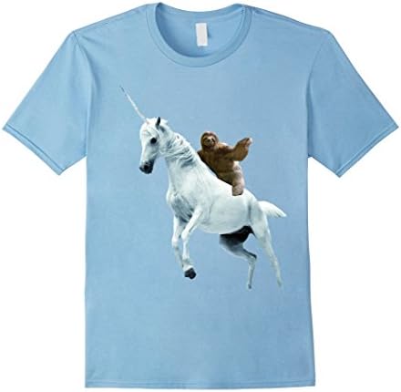 Mens Unicorn Sloth T Shirt Design- Funny Animal T Shirt Medium Baby Blue