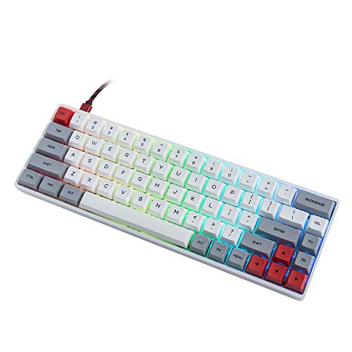 EPOMAKER GK68XS 68 Keys Hot-swap RGB Bluetooth5.1 Wireless/Wired Mechanical Keyboard with Split Spacebar Module, 1900mAh Battery, Dye-subbed PBT GSA Keycaps (Gateron Blue Switch, Grey White)