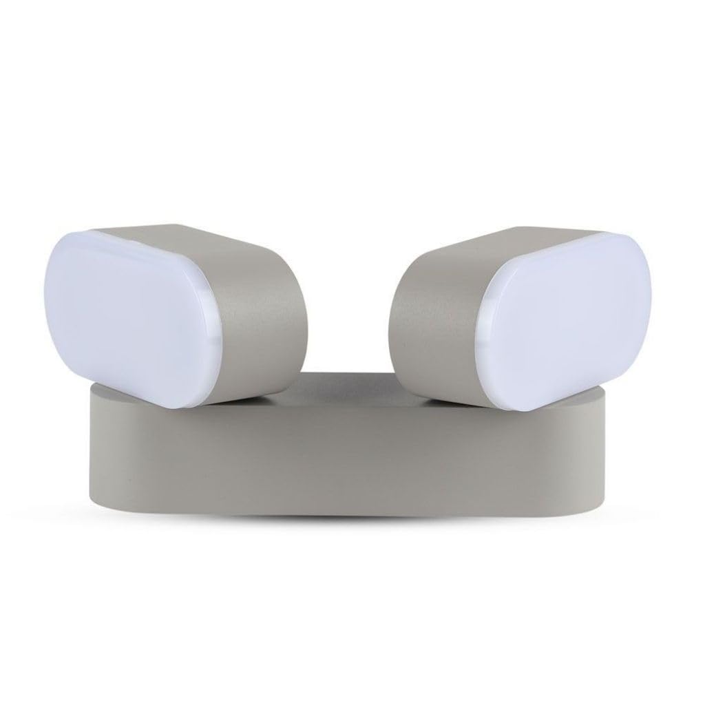 V-TAC Modern LED Wall Light Up Down Wall Lights – Rotatable Double Head – IP65 Waterproof – Adjustable Angle Wall Lamp 12W Grey Aluminum Body – 3000K Warm White Light [Sensor Compatible], VT-814-G