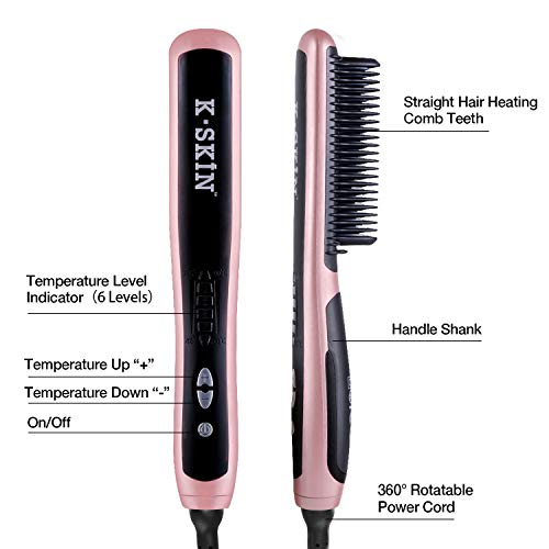 KSKIN Hair Straightening Brush Hair Straightener for Silky Frizzfree