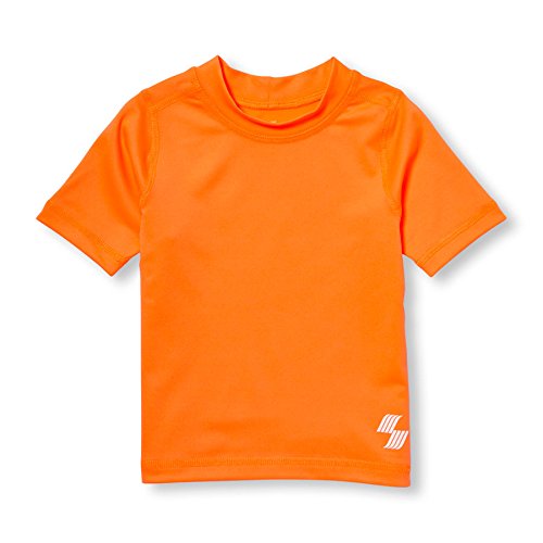 The Children's Place Toddler Boys' His Li'l Short Sleeve Rashguard Swim Shirt, Orange Splash, 4T