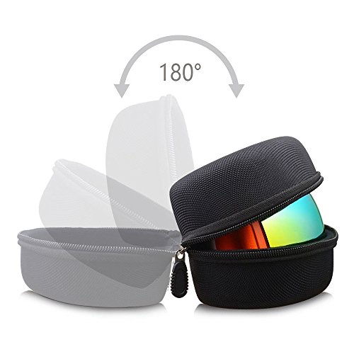 SuperMMark Black Large Hard Sports Glasses Case SKI Snowboard Snow Goggles Box Goggles Storage Holder - Lightweight Zipper Closure
