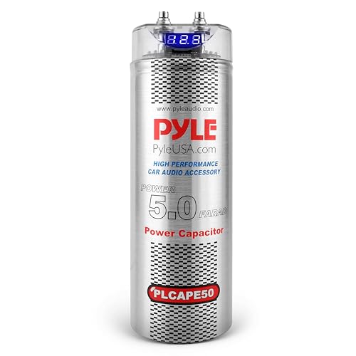 Pyle Kondensator - Kondensatoren Farad für Verstärker Auto Audio & HiFi System, 5.0 Farad Powercap mit Blauer Volt Digitalanzeige, Spannungsmessung, Ü