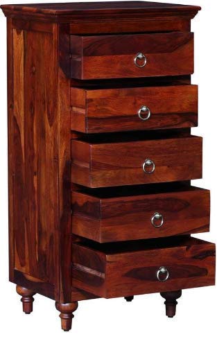 Shilpi Wooden Handmade Storage Chest Drawer Furniture with 5 Biggest Size Drawers in Brown Finishing