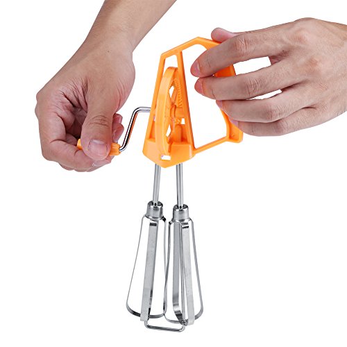 Hand Whisk Egg Beater, Easy Use Egg Mixer with Stainless Crank and Plastic Handle Durable and Safe for Kitchen Cooking Whipping Tool(Orange)