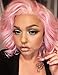 K'ryssma Baby Pink Lace Front Wigs Short Bob Wig For Women Glueless Curly Wavy Synthetic Wigs For Cosplay Party Heat Resistant 12 inches