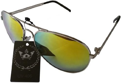 HB Triple Crown CHP rev Aviator Mirror Style Designer Inspired Sunglasses - Yellow/Purple