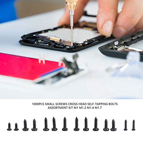 1000 stücke Mini Reparaturschrauben Set, M1 M1.2 M1.4 M1.7 Edelstahl Schrauben Cross Drive Pan Kopf Selbstschneidende… – Bild 4
