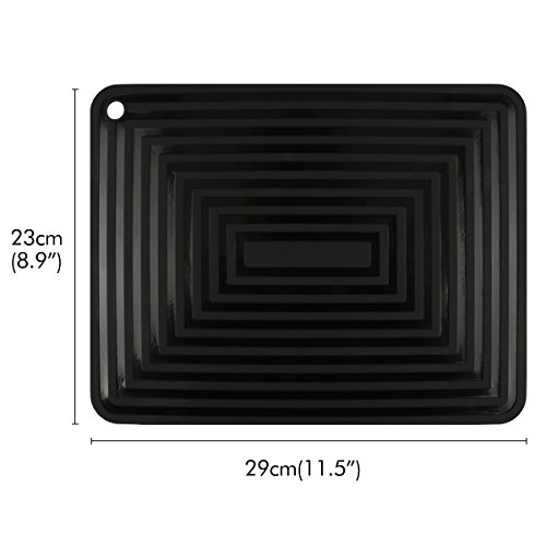 2 Pack,Silicone Trivet Mats/Hot Pads,Pot Holder,9"x12" Non Slip Flexible Durable Heat Resistant Pot Coaster Kitchen Table Mats (Black) - Thumbnail 2