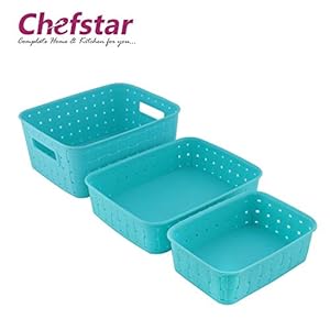Chefstar Smart Baskets for Storage Set of 3 Pieces, Sky Blue