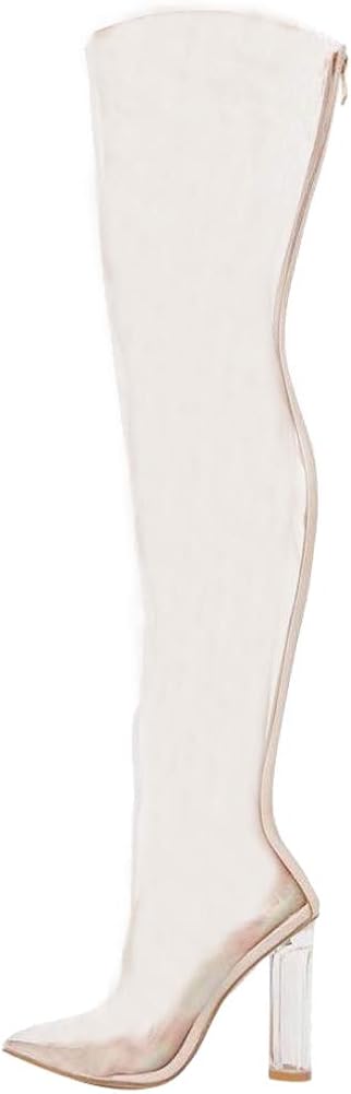 transparent knee high boots