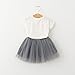 2017 Summer Kids Baby Girls Sleeveless Blouse T-shirt +Stripe Short Skirt Set Children Skirt