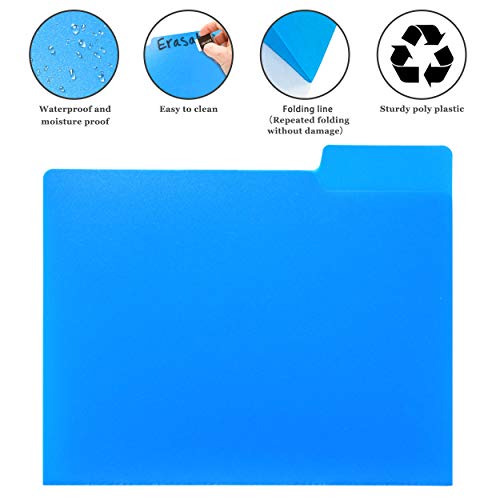 WOT I Plastic File Folders 18PCS, Heavy Duty Colored Filling Folders with 1/3 Cut Tab, Letter