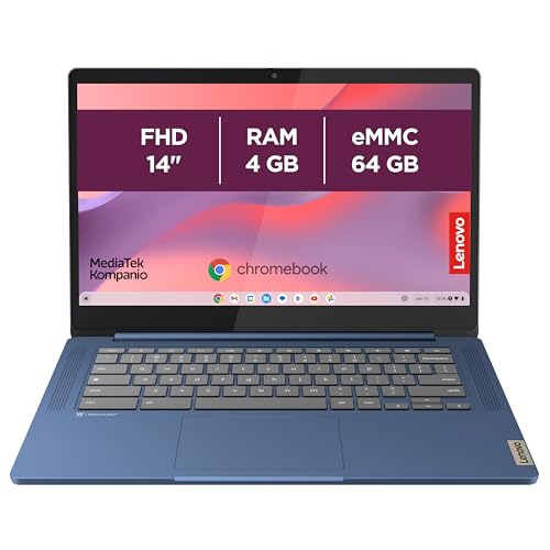 Lenovo IdeaPad Slim 3 Chrome 14M868 - 14 FHD Laptop (MediaTek Kompanio 520, 4GB RAM, 64GB SSD, Arm Mali-G52 2EE MC2 GPU, Chrome OS) French Version AZERTY Keyboard