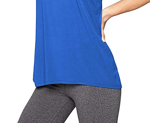 Inverlee Women Training Yoga Gym Waistcoat Blouses Running Jogger Sport Vest Tops Blue - Thumbnail 2