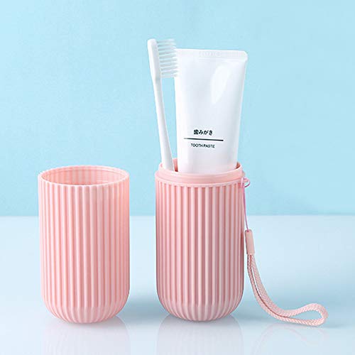 LIHEXING Travel Toothbrush Case,2 Pack Portable Dust-proof Plastic Toothbrush Cup with Toothbrush Case Cover for Trips and Daily Use(Pink+Green)