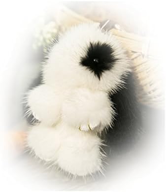 Yooci Mink Fur Rabbit Keychain Bag Charm Car Key Deco Accessory (A Class) (M-14cm, Panda)