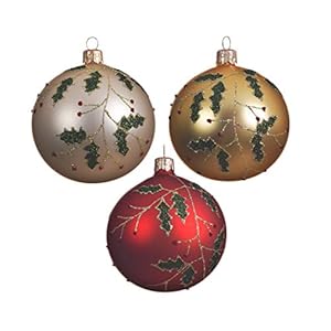 Kerstbal glas bew.hulst d8 cm a3