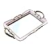 roomfitters Decorative Mirrored Vanity Tray, Makeup Jewelry Bathroom Organizer 13.5 x 8.3 inch - Antique Baby Pink with Gold Painted Handles